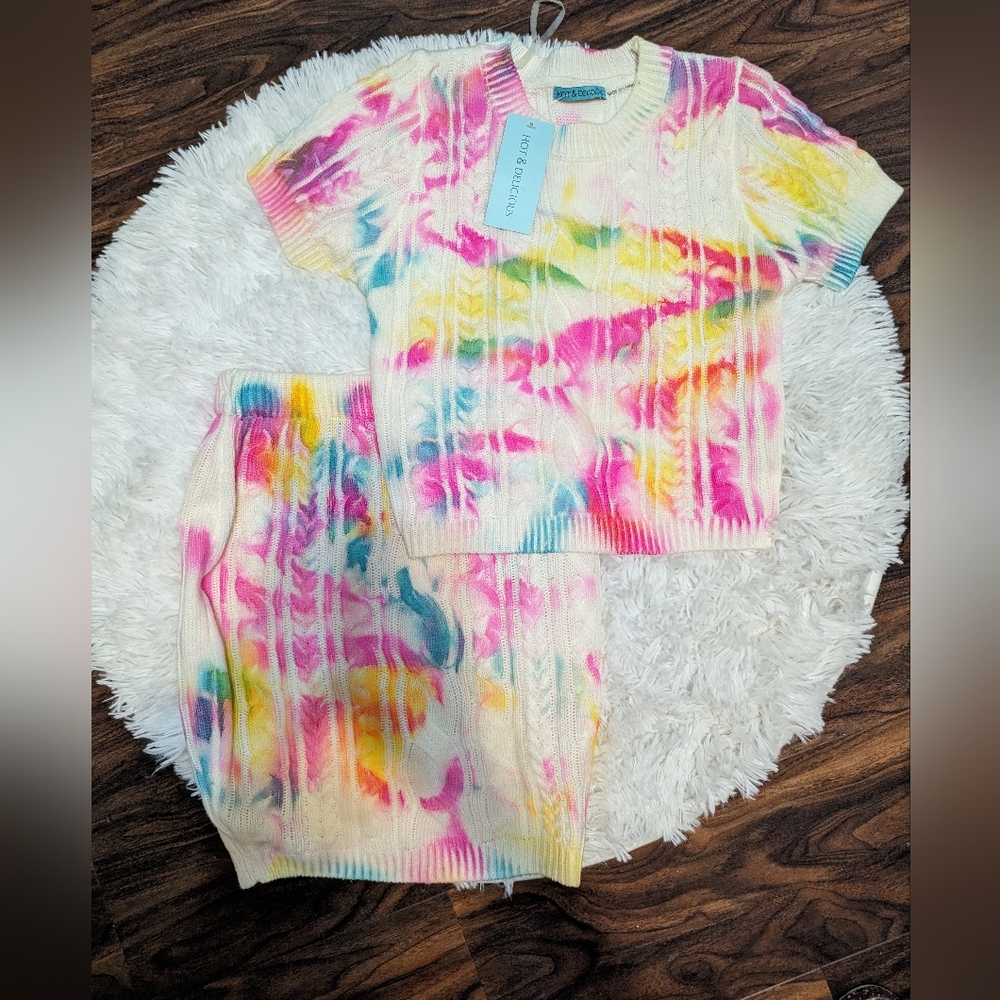 Hot & delicious sweater skirt shirt set